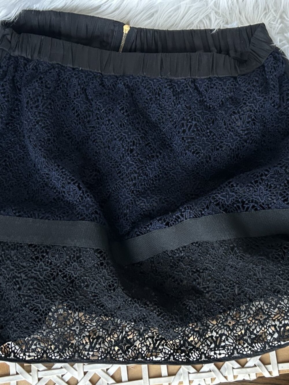 Louis Vuitton Lace Overlay Monogram Skirt Size 36